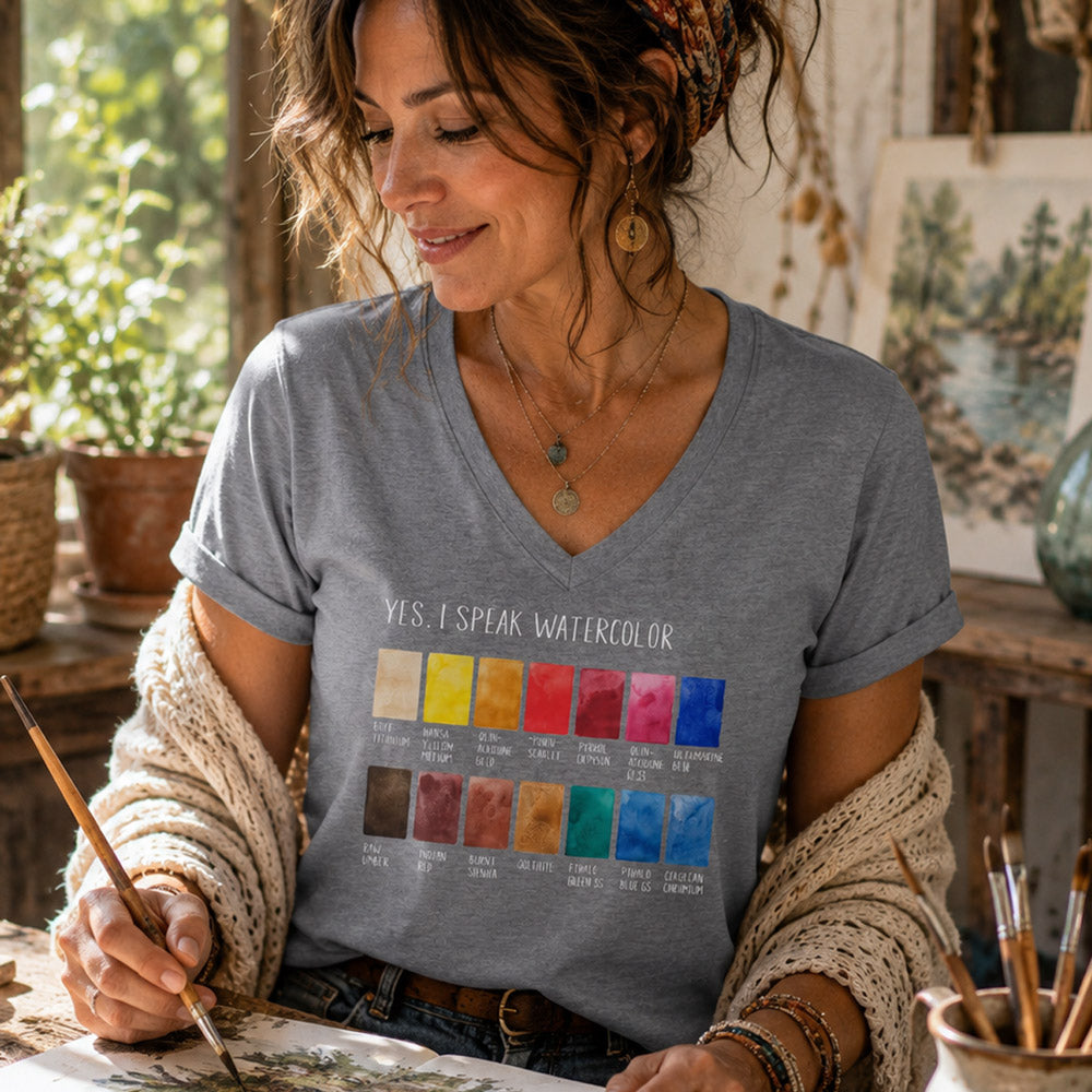 Watercolor Swatch V-Neck T-Shirt