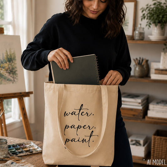 Water Paper Paint Watercolor Artist Organic Cotton Tote Bag