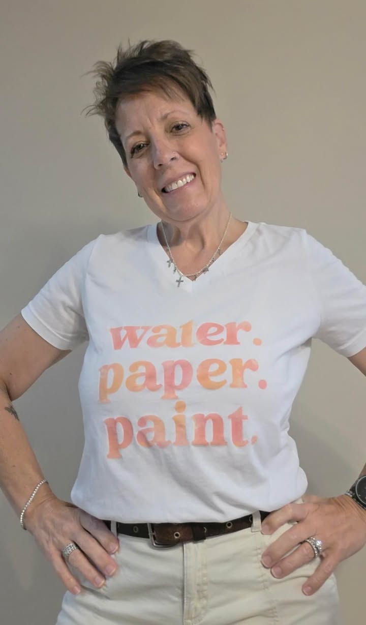 Water. Paper. Paint. Watercolor Artist V-Neck T-Shirt