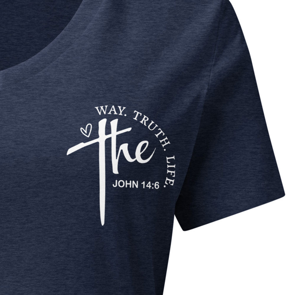 Way Truth Life Christian Women’s V-Neck T-Shirt | John 14:6