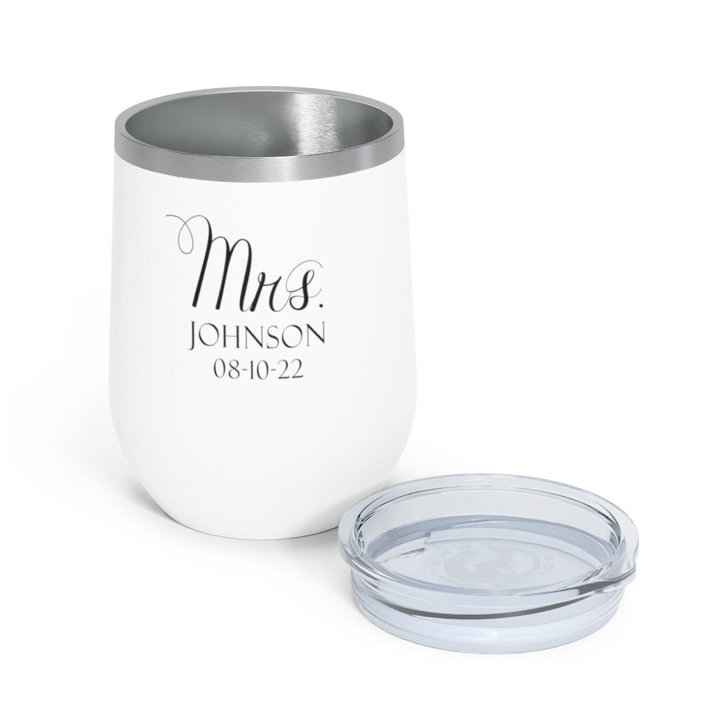 Mr. And Mrs. Personalized Name 12oz Insulated Wine Tumbler | Wedding Engagement Bridal Shower Gift - Amazing Faith Designs