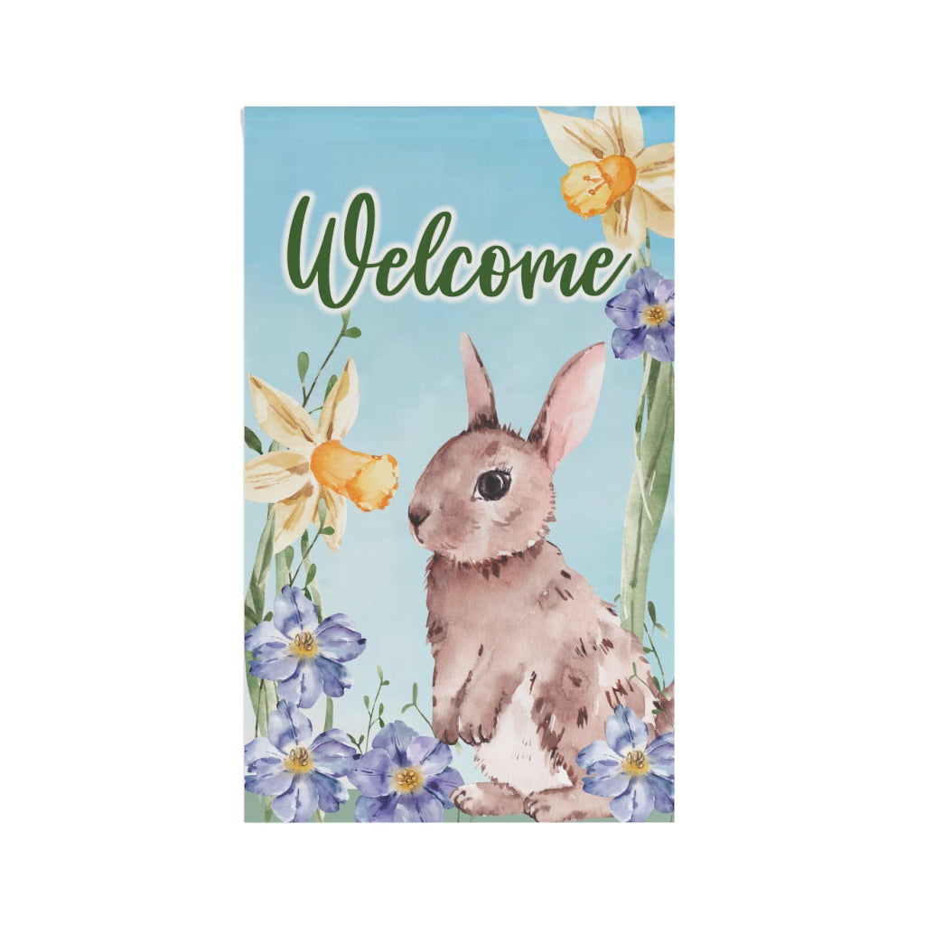 Spring Bunny Daffodils Welcome House Flag Banner | 3 x 5 - Amazing Faith Designs