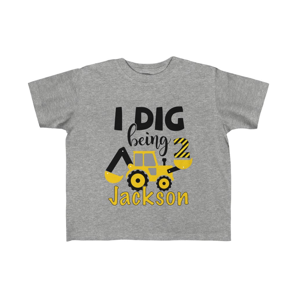 I Dig Being Two Birthday Shirt | Construction Birthday Shirt | Second Birthday Shirt | Any Age, Any Name Birthday Tshirt - Amazing Faith Designs
