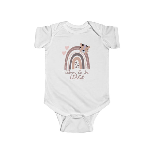 Born to Be Wild Girls Rainbow Onesie, Boho Baby Onesie, Baby Boy Onesie, Tiger Baby Girl Onesie - Amazing Faith Designs