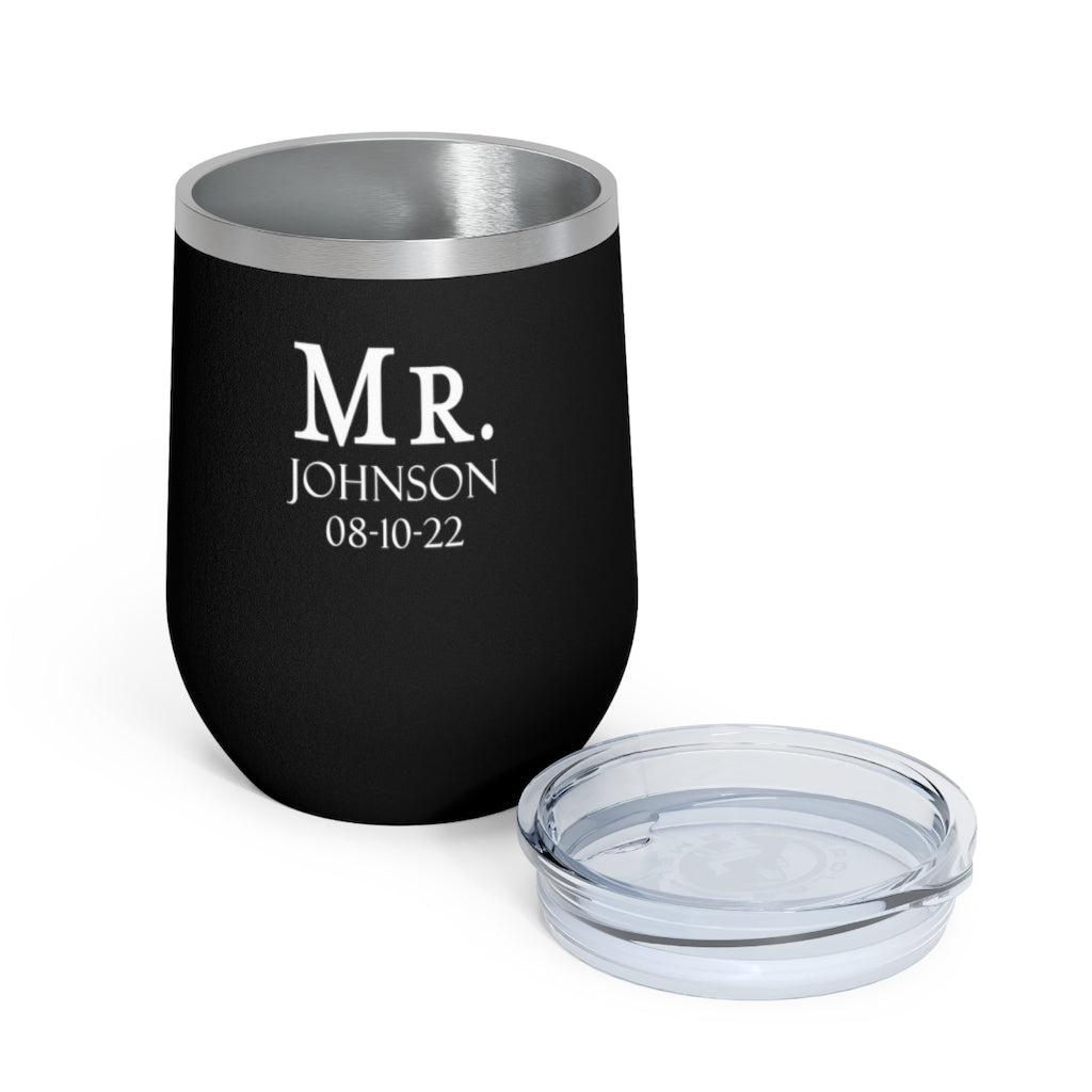 Mr. And Mrs. Personalized Name 12oz Insulated Wine Tumbler | Wedding Engagement Bridal Shower Gift - Amazing Faith Designs