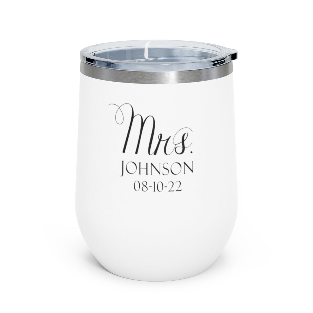 Mr. And Mrs. Personalized Name 12oz Insulated Wine Tumbler | Wedding Engagement Bridal Shower Gift - Amazing Faith Designs