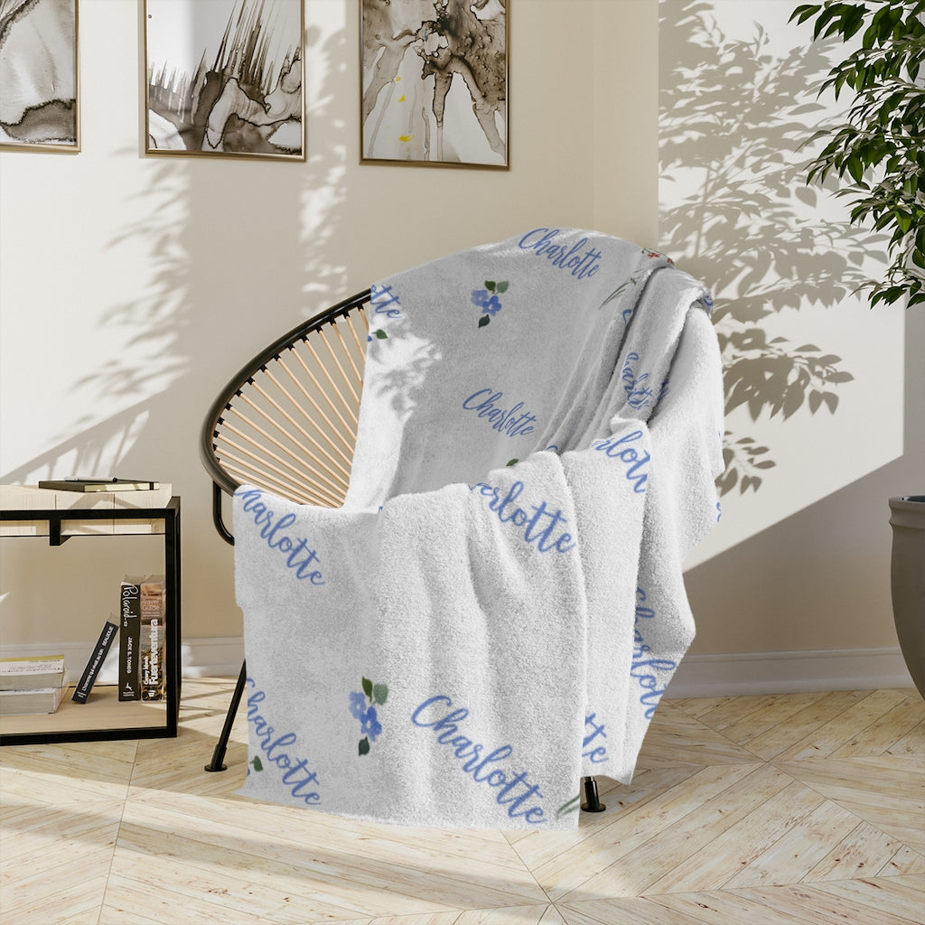 Flowers and Name Minky Blanket, Custom Name Blanket, Lap Blanket, Baby blanket, Plush blanket - Amazing Faith Designs