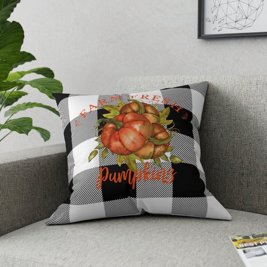 Fall Pumpkins Throw Pillow, Buffalo Plaid - Amazing Faith Designs