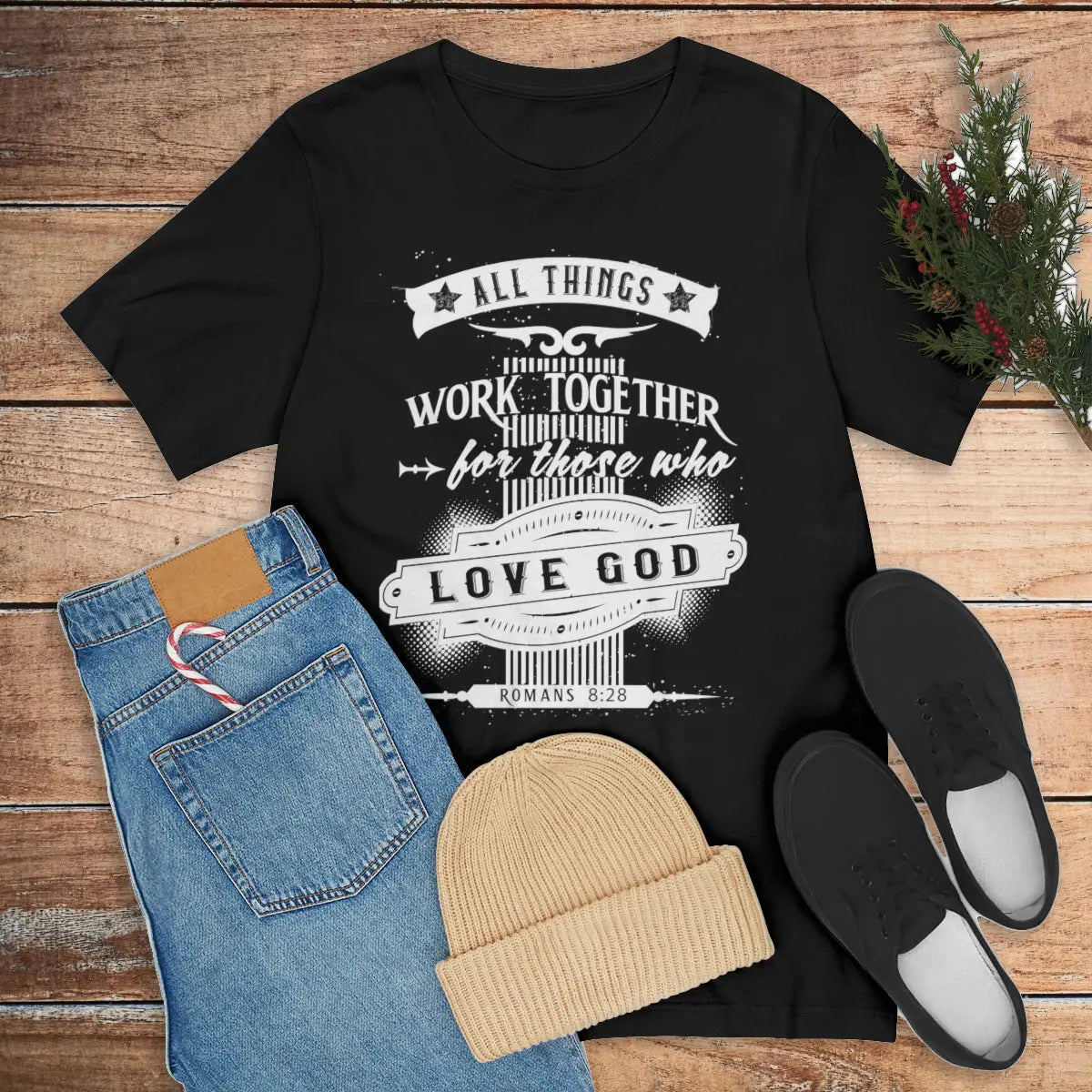 All Things Work Together Tee,  Romans 8:28,  Scripture T-shirt, Christian Man Gift Printify