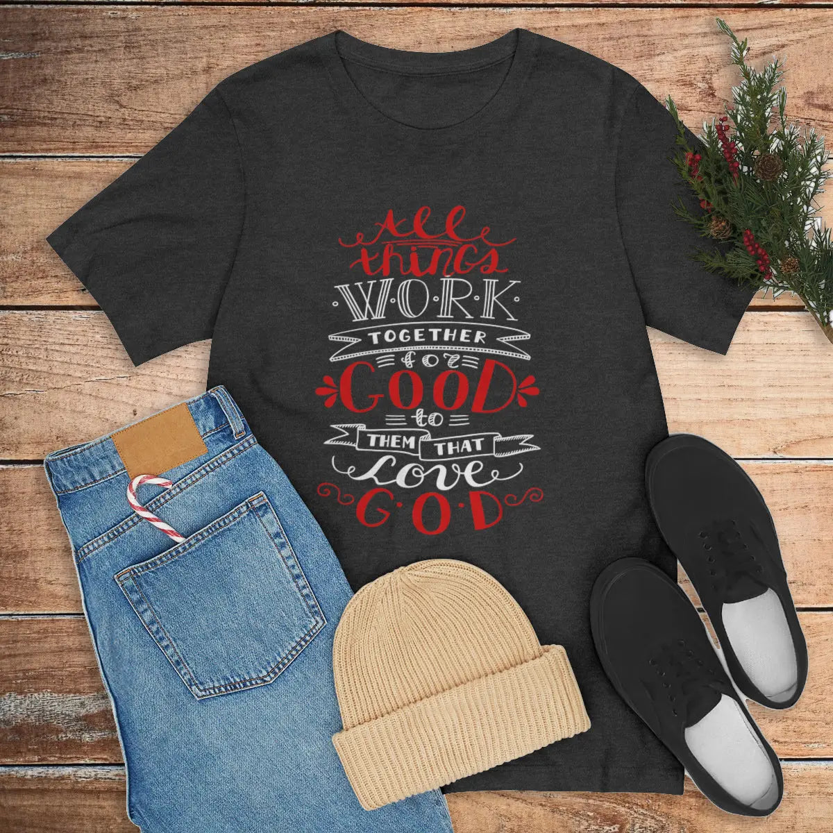 All Things Work Together for Good Tee,  Scripture Unisex T-shirt, Romans 8:28 Printify