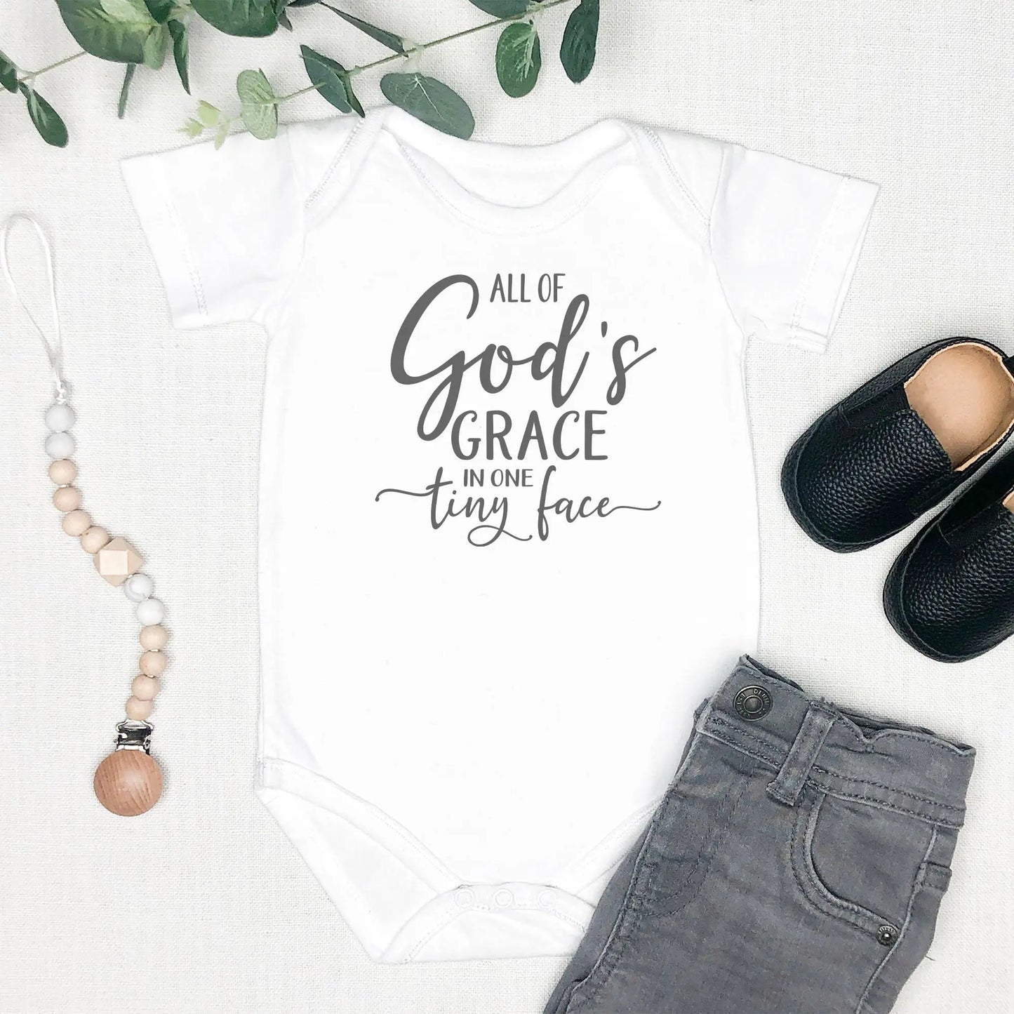 All of Gods Grace in One Tiny Face Infant Onesie | Baptism Gift | Christian Baby Gift Printify