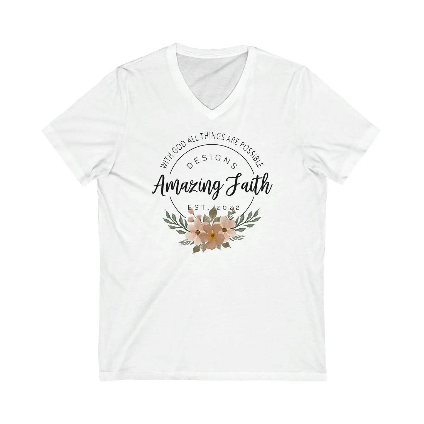 Amazing Faith Designs Logo Short Sleeve V-Neck Tee Printify