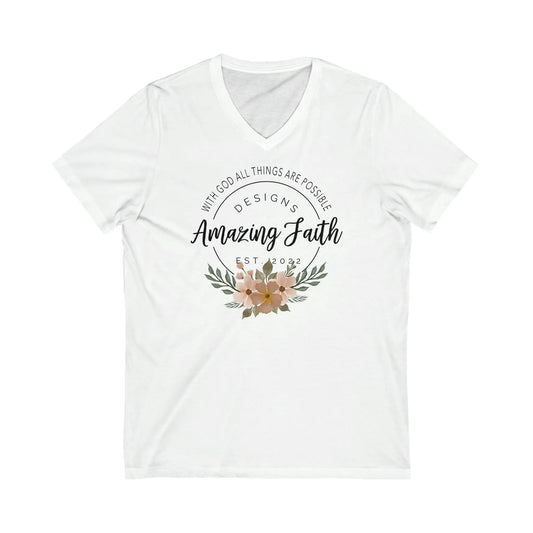 Amazing Faith Designs Logo Short Sleeve V-Neck Tee Printify