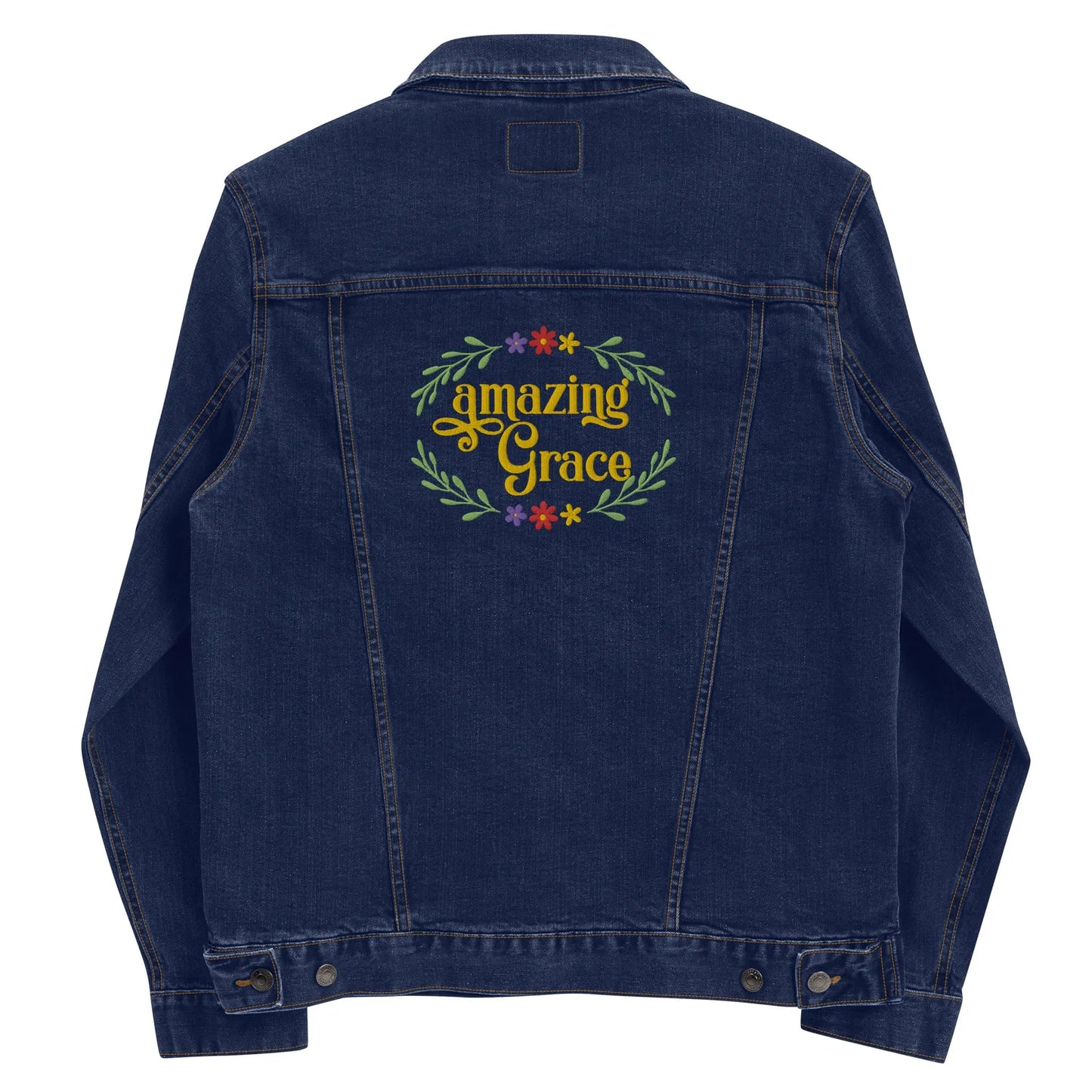 Amazing Grace Embroidered Denim Jacket Amazing Faith Designs