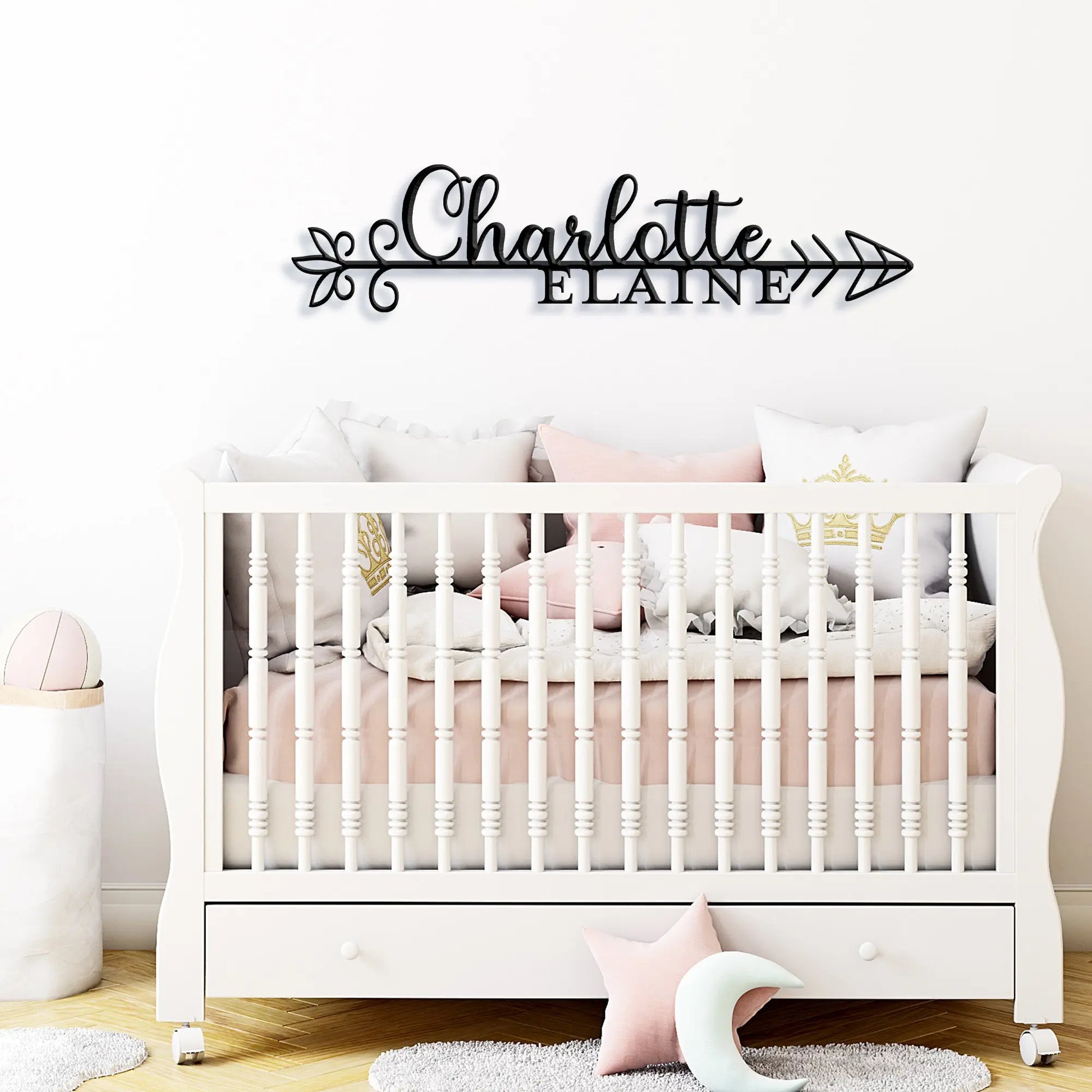 Arrow Girls Name Personalized Metal Sign, Nursery Custom Name Wall Art teelaunch