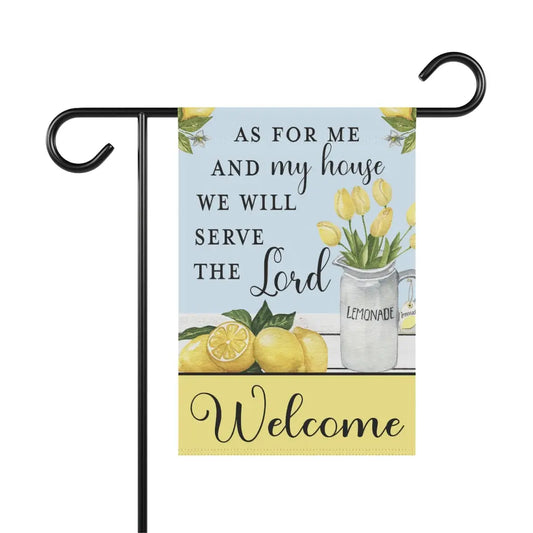 As For Me and My House Lemons Lemonade Scripture Welcome Garden Flag Printify