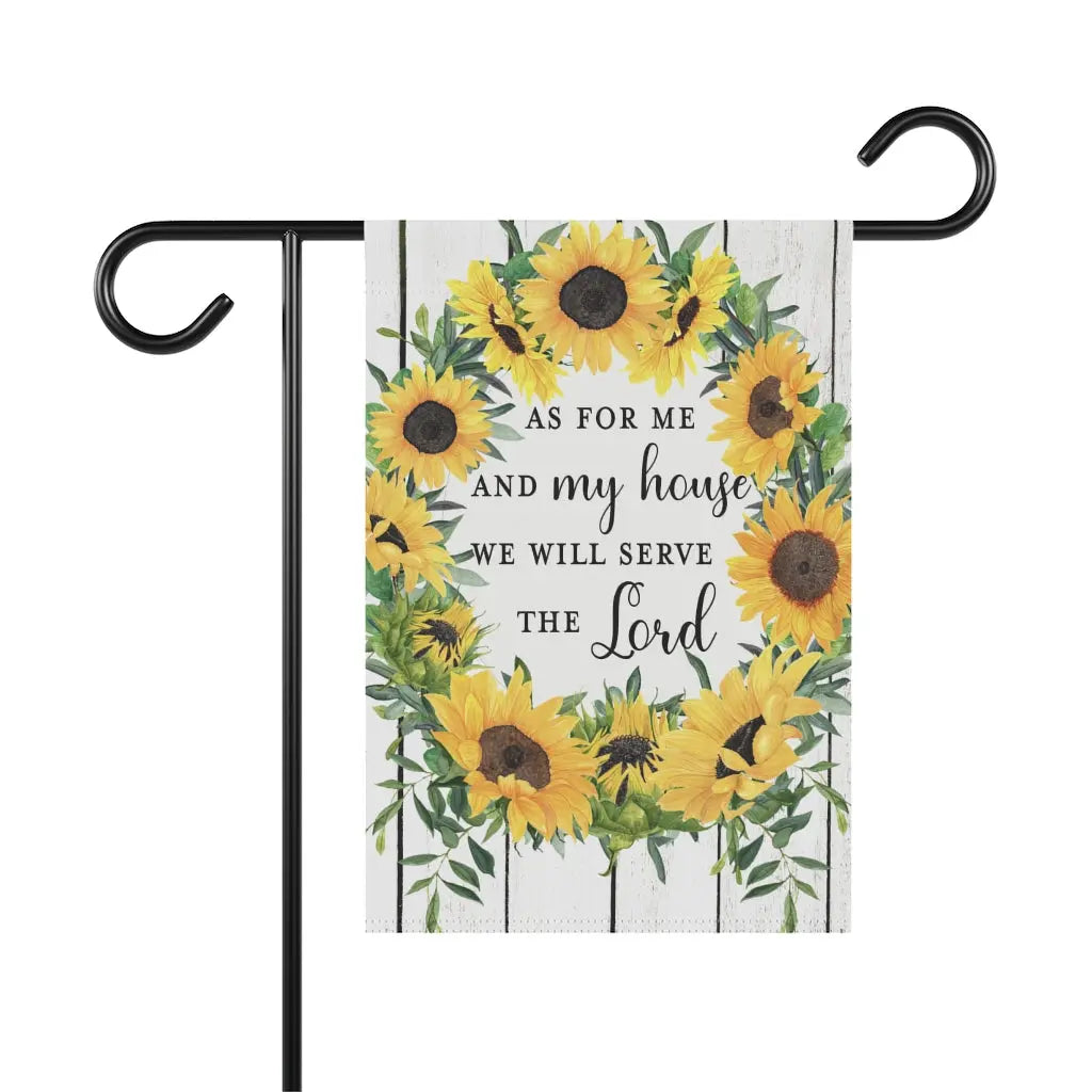 As For Me and My House Sunflowers Wreath Garden Flag Printify