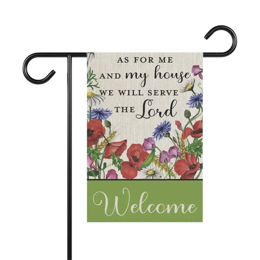 As For Me and My House Welcome Summer Flowers Garden Flag Printify