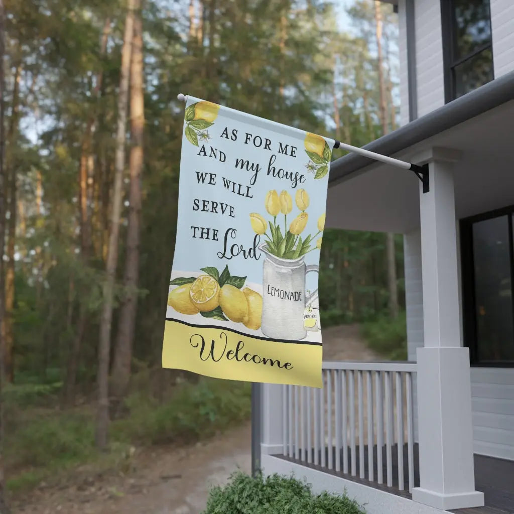 As for Me And My House Lemons Lemonade Yellow Scripture House Flag Banner | 3 x 5 Printify