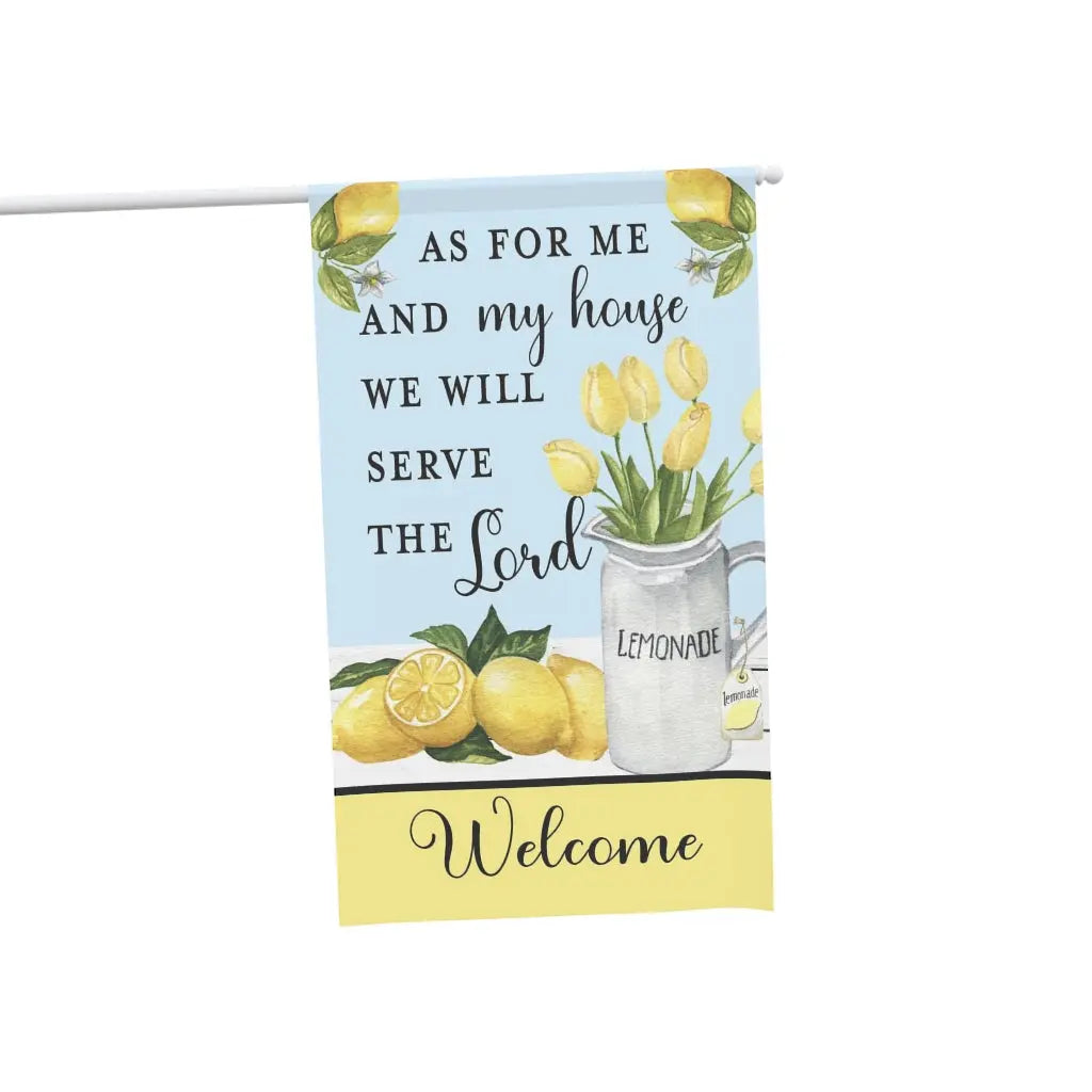As for Me And My House Lemons Lemonade Yellow Scripture House Flag Banner | 3 x 5 Printify