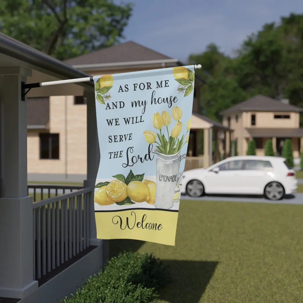 As for Me And My House Lemons Lemonade Yellow Scripture House Flag Banner | 3 x 5 Printify