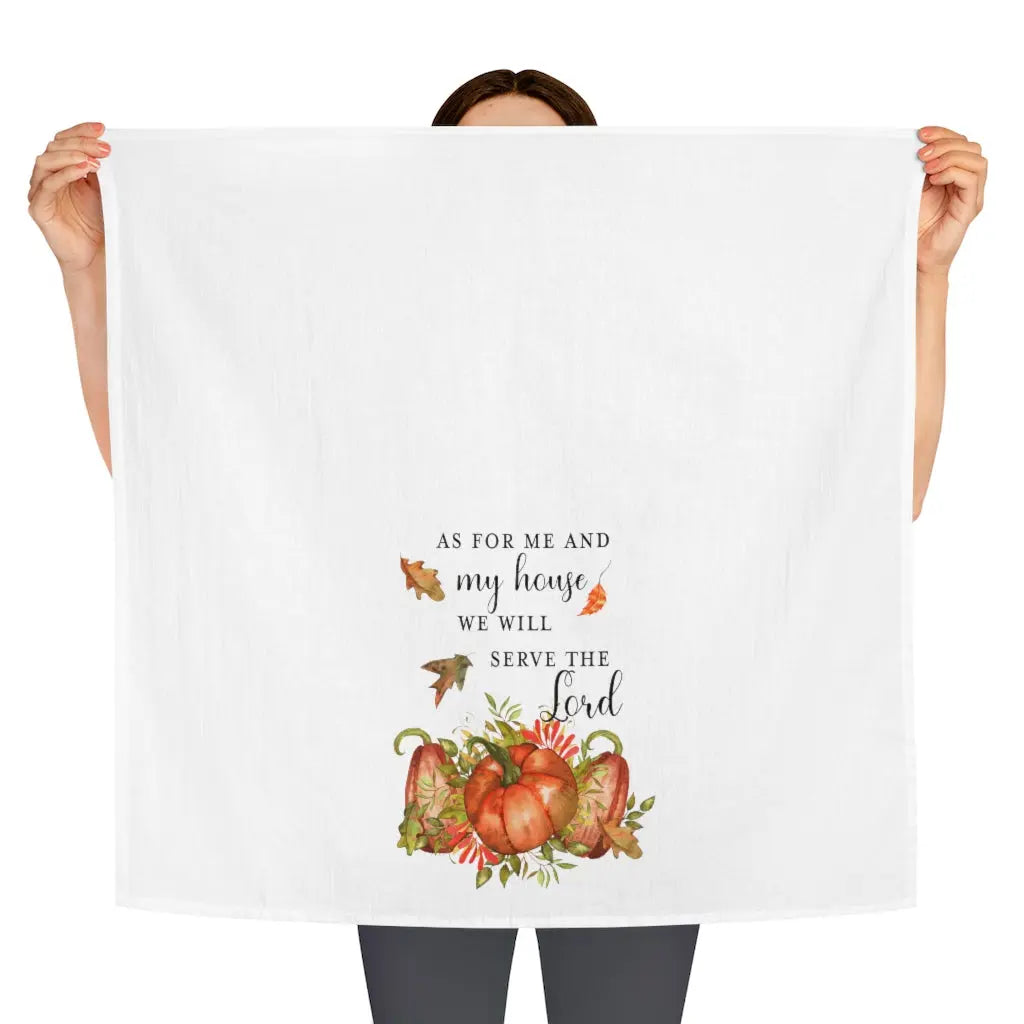 As for Me and My House Fall ScriptureTea Towel, Christian Gift, Fall Kitchen Towel Printify