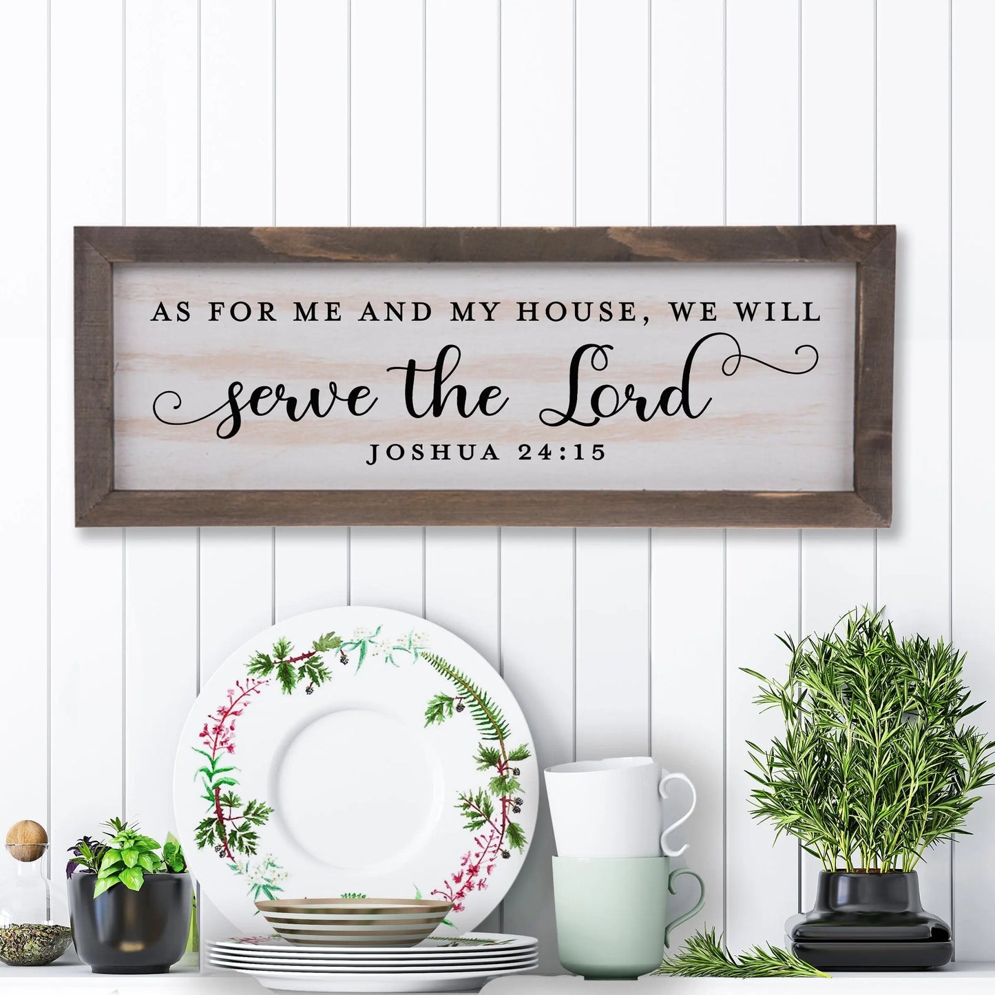 As for Me and My House We Will Serve the Lord Rustic Whitewash Wood Frame Scripture Sign | 5.5" x 15" Small Farmhouse Decor amazingfaithdesigns