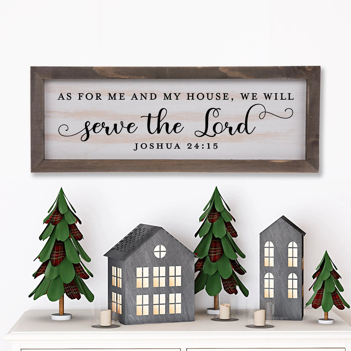 As for Me and My House We Will Serve the Lord Rustic Whitewash Wood Frame Scripture Sign | 5.5" x 15" Small Farmhouse Decor amazingfaithdesigns