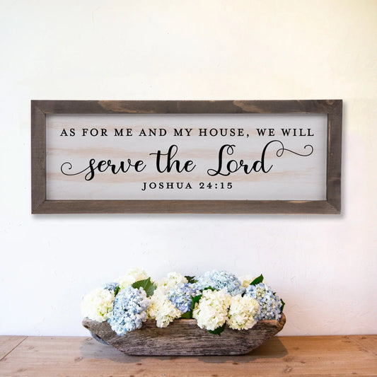 As for Me and My House We Will Serve the Lord Rustic Whitewash Wood Frame Scripture Sign | 5.5" x 15" Small Farmhouse Decor amazingfaithdesigns