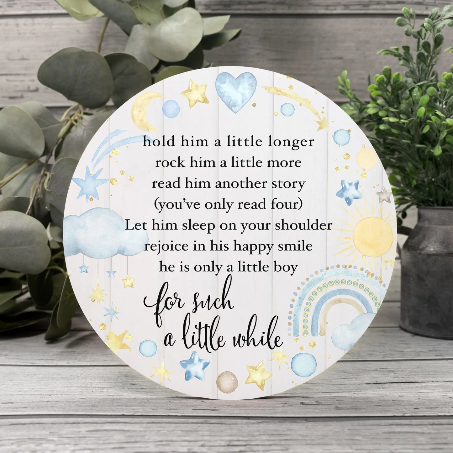 Baby Boy Nursery Poem Wood Sign (Round) Amazing Faith Designs