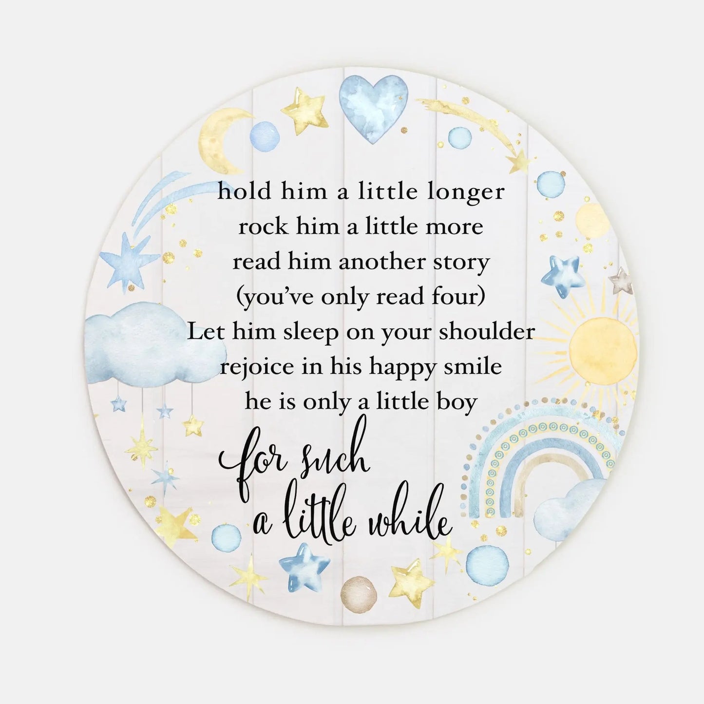 Baby Boy Nursery Poem Wood Sign (Round) Amazing Faith Designs