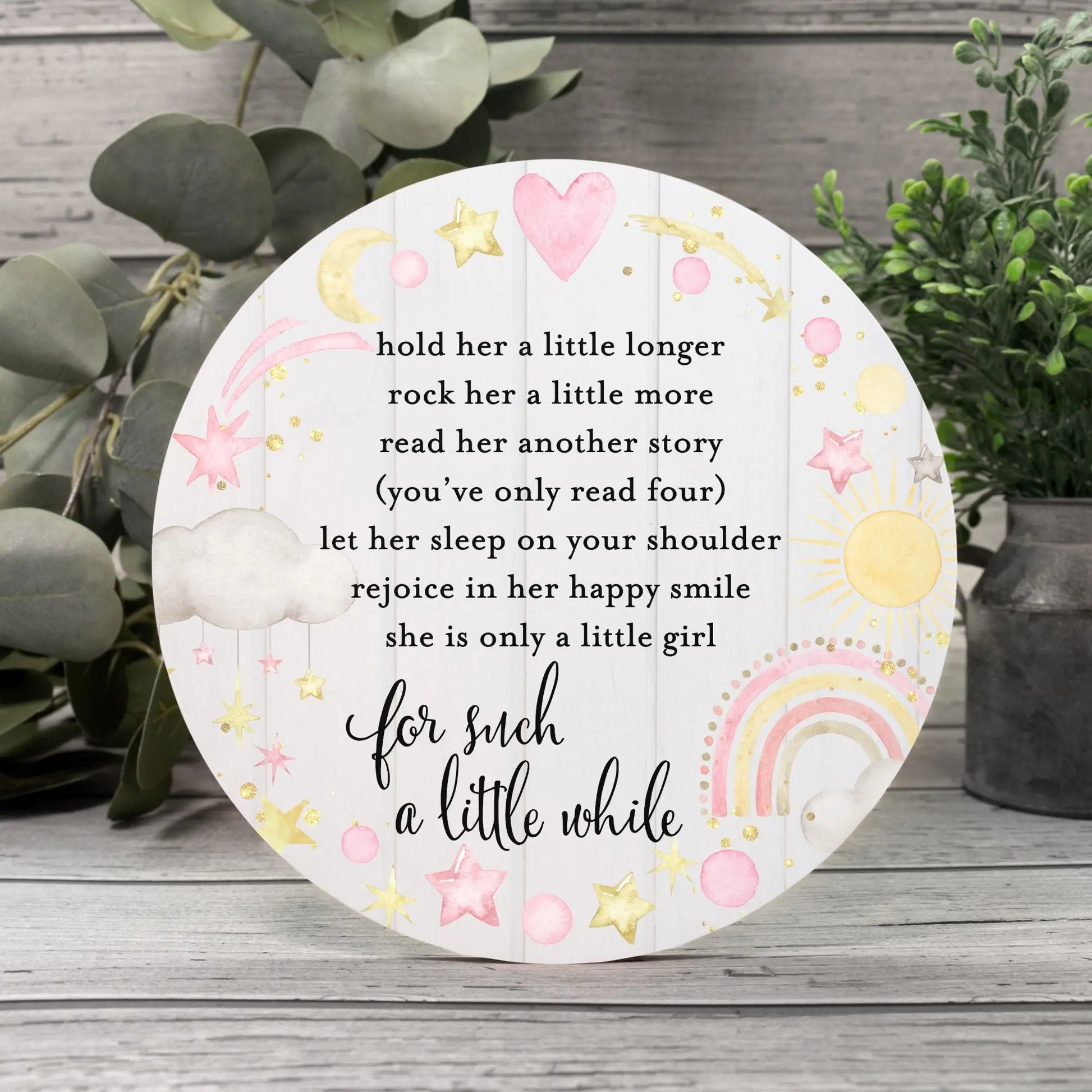 Baby Girl Nursery Poem Wood Sign (Round) Amazing Faith Designs