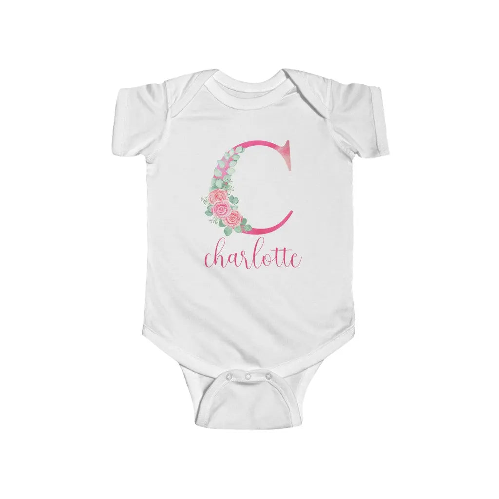 Personalized Baby Bodysuit Custom Initial with Name Jumpsuit for