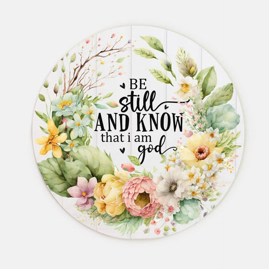 Be Still and Know Wood Sign 10" (Round) Amazing Faith Designs
