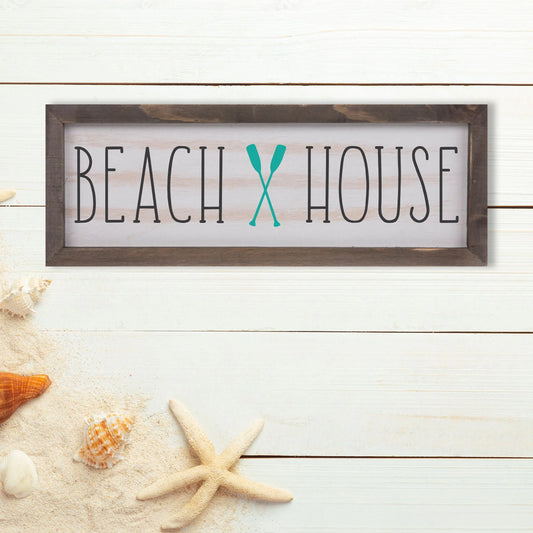 Beach Life with Paddles Rustic Whitewashed Wood Frame Sign | 5.5" x 15" Farmhouse Decor amazingfaithdesigns