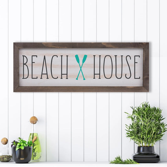 Beach Life with Paddles Rustic Whitewashed Wood Frame Sign | 5.5" x 15" Farmhouse Decor amazingfaithdesigns