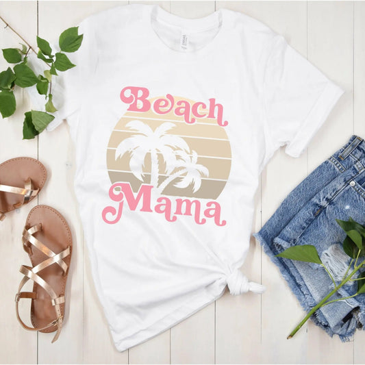 Beach Mama Shirt, Summer Shirt, Vacation Shirt, Nana, Mimi Grammy, Grandma Printify