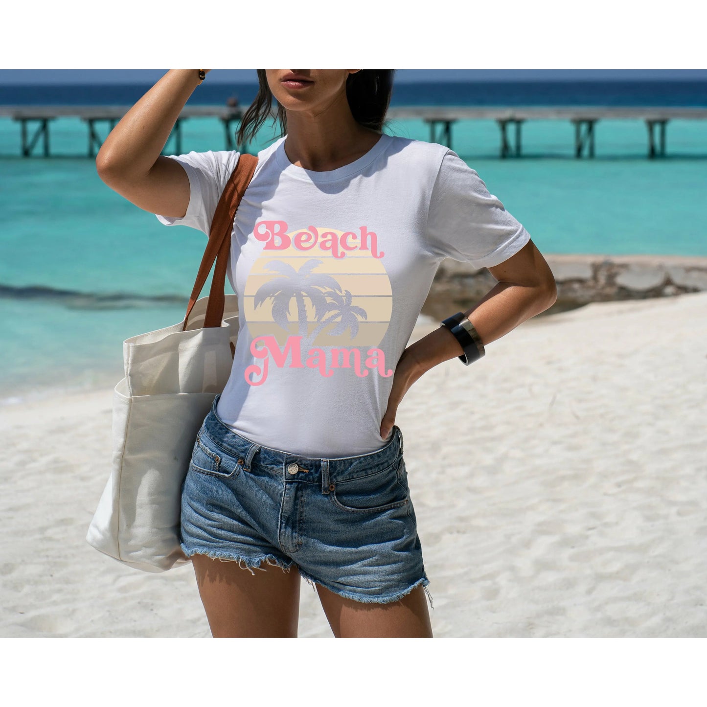 Beach Mama Shirt, Summer Shirt, Vacation Shirt, Nana, Mimi Grammy, Grandma Printify