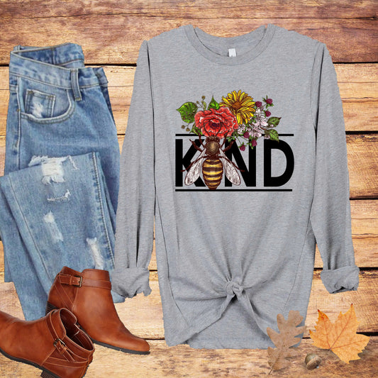 Bee Kind Long Sleeve Shirt Amazing Faith Designs