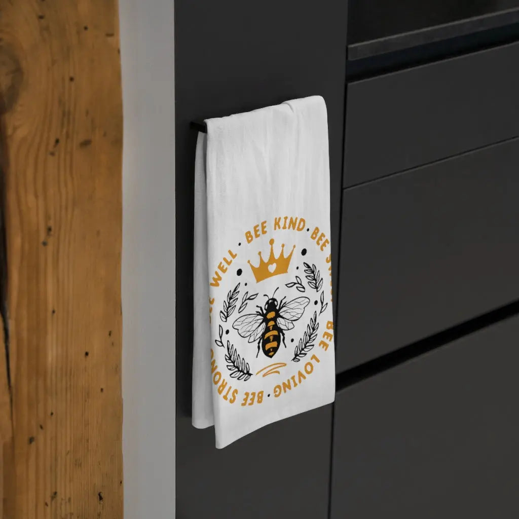 Bee Strong Bee LovingTea Towel, Fall Kitchen Towel, Farmhouse, Honey Bee, Queen Bee Dish Towel, Cute Kitchen Towel Printify