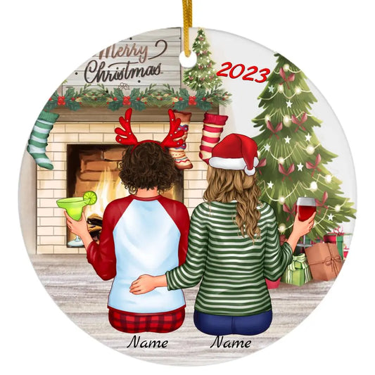 Best Friends Personalized Christmas Ornament 2023 Printify