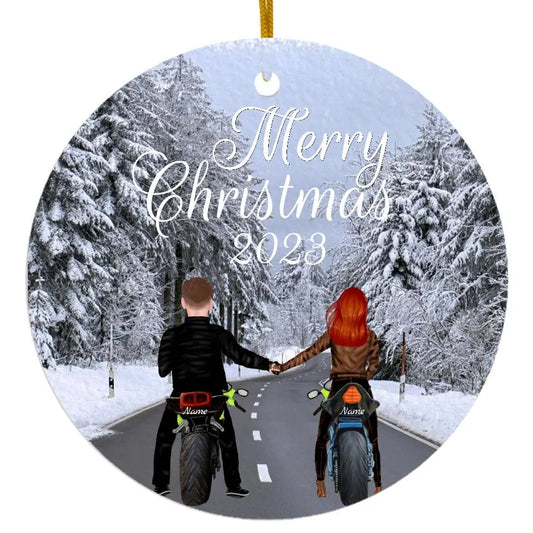 Biker Couple Personalized Christmas Ornament 2023 Printify
