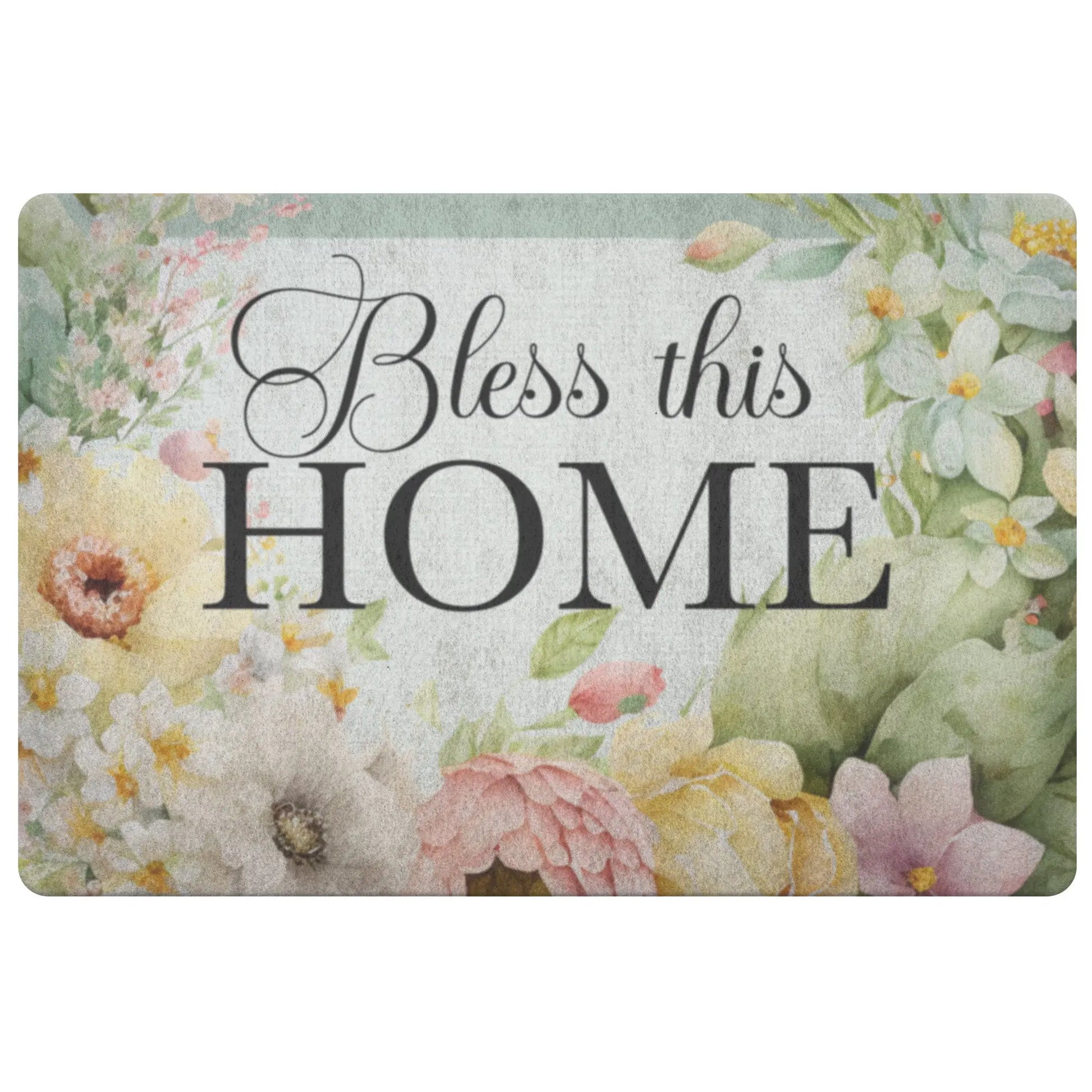 Bless this Home Spring Bouquet Doormat teelaunch