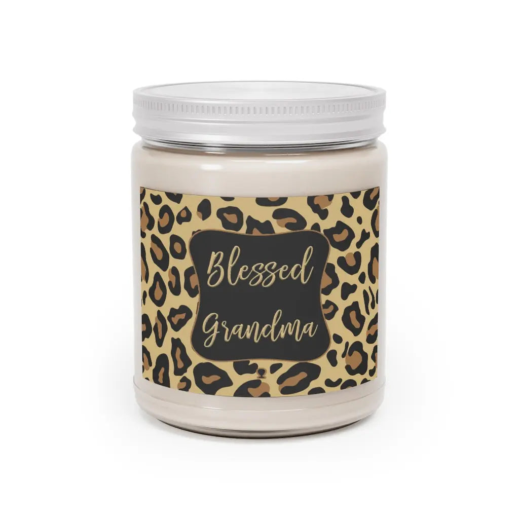 Blessed Grandma Leopard Print Scented Aromatherapy Candle 9oz Printify