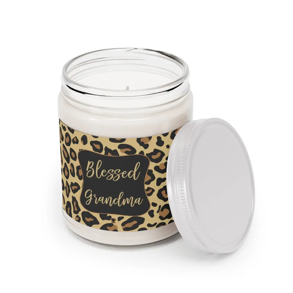 Blessed Grandma Leopard Print Scented Aromatherapy Candle 9oz Printify