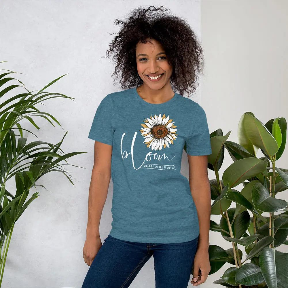Bloom Where You Are Planted Unisex t-shirt Amazing Faith Designs
