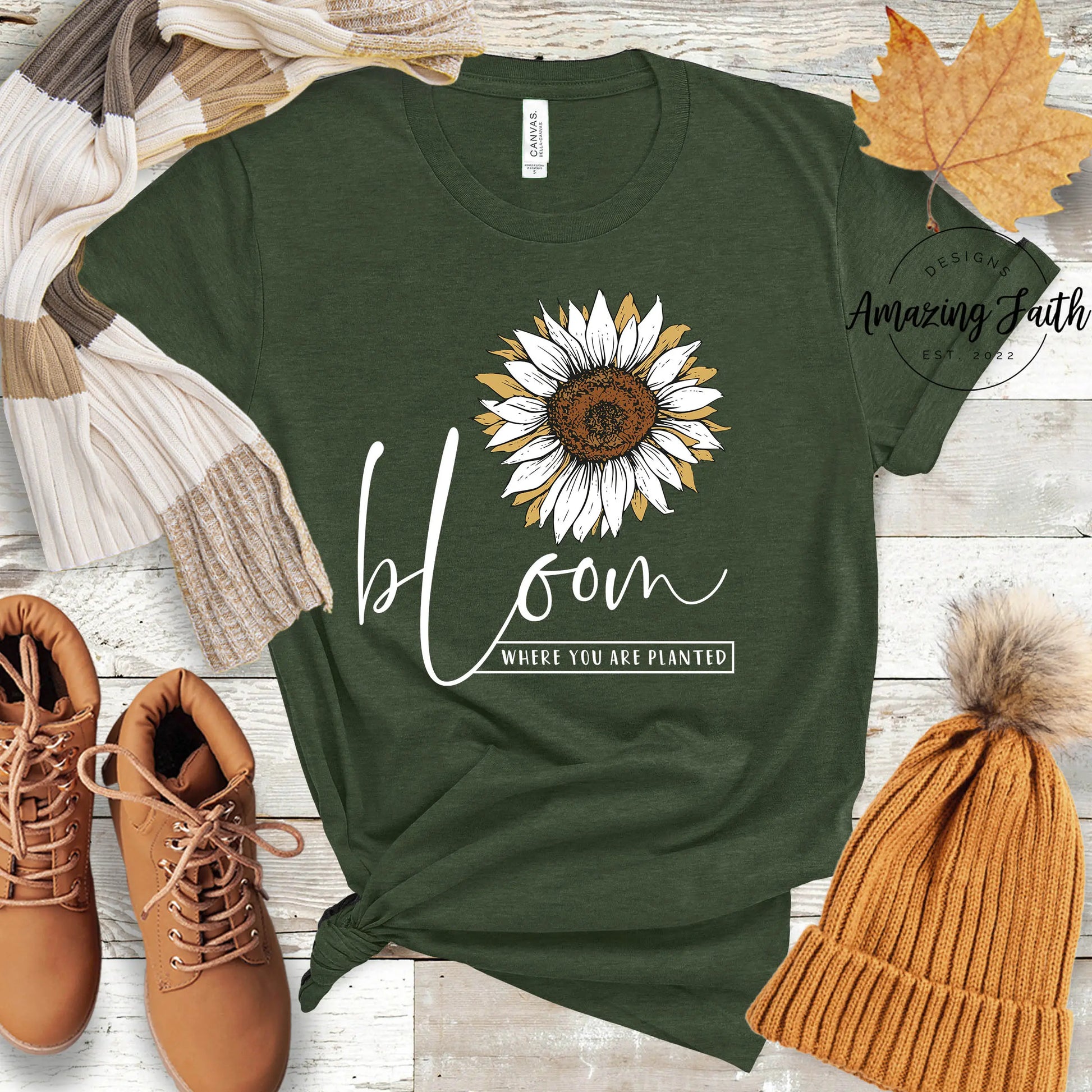 Bloom Where You Are Planted Unisex t-shirt Amazing Faith Designs