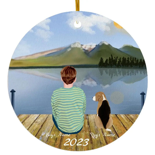 Boy and His Dog Christmas Ornament Printify