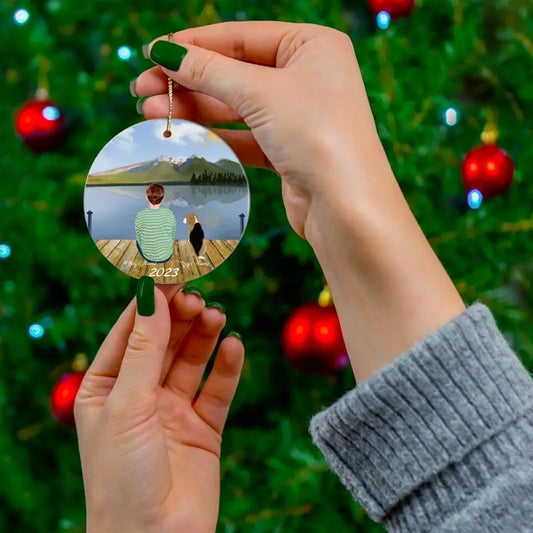 Boy and His Dog Christmas Ornament Printify