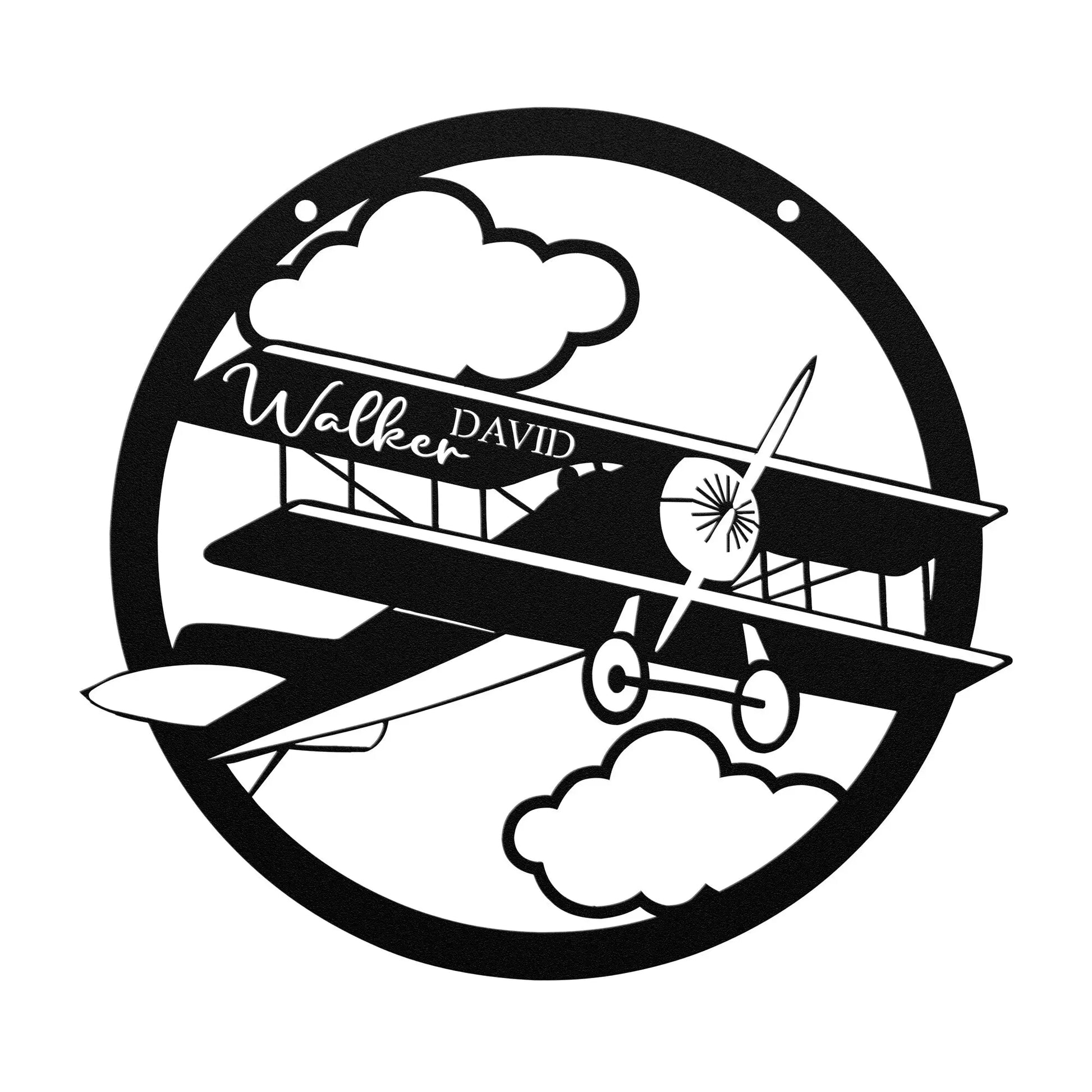 Boys Biplane Bedroom Metal Sign - Personalized, Airplane Wall Art, Airplane Nursery Art teelaunch